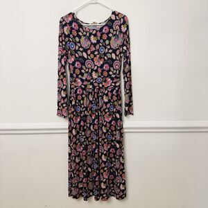 Boden Amelie Midi Dress Women's Size 8 Cascade Bloom Navy Floral Long Sleeve
